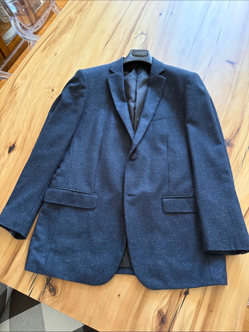 Theory Men's Navy Speckled Single-Button Blazer